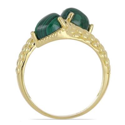 BUY 925 SILVER GOLD PLATED NATURAL MALACHITE GEMSTONE RING